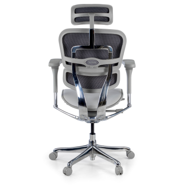 silla de oficina blanco gris estructura negra piel natural piel natural brazos regulables 5d reposacabezas 7