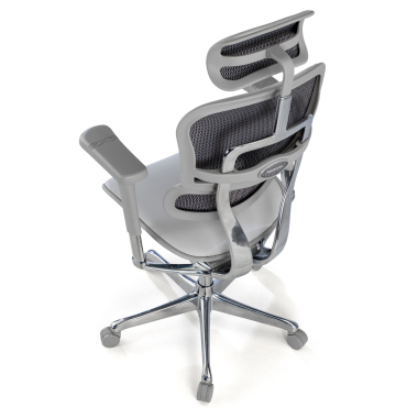 silla de oficina blanco gris estructura negra piel natural piel natural brazos regulables 5d reposacabezas 8
