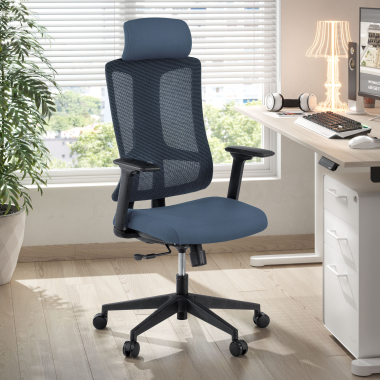 silla ergonomica gris estructura negra malla brazos regulables 3d soporte lumbar reposacabezas 2