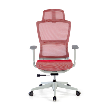 silla ergonomica blanco rojo estructura blanca malla brazos regulables 3d doble soporte lumbar reposacabezas 3