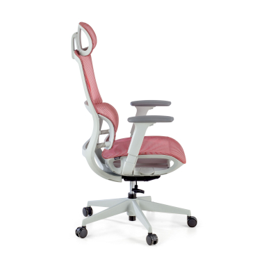 silla ergonomica blanco rojo estructura blanca malla brazos regulables 3d doble soporte lumbar reposacabezas 7