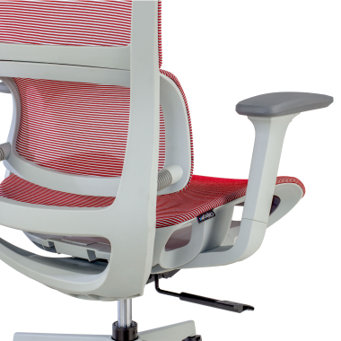 silla ergonomica blanco rojo estructura blanca malla brazos regulables 3d doble soporte lumbar reposacabezas 5
