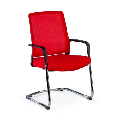 silla confidente rojo red transpirable malla brazos fijos 1