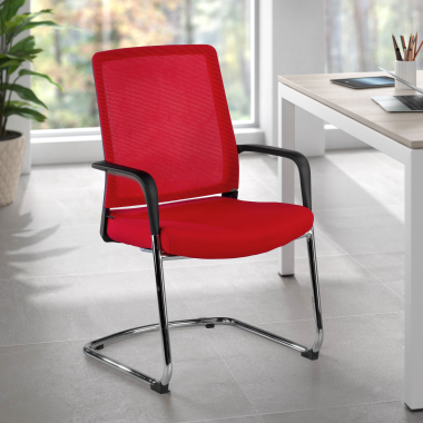 silla confidente rojo red transpirable malla brazos fijos 2