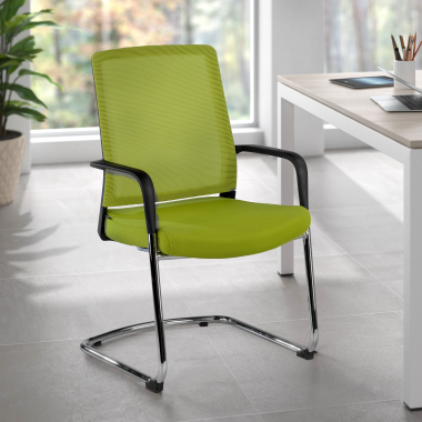 silla confidente verde red transpirable malla brazos fijos 2
