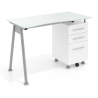 Mesa de oficina con cajones Strong, sobre cristal