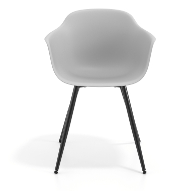 silla confidente negro gris 4 patas plastico brazos fijos 6