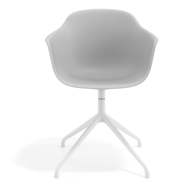 silla de reuniones blanco gris base piramide plastico brazos fijos 6