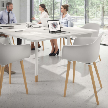 silla nordica gris giratoria madera plastico brazos fijos 2