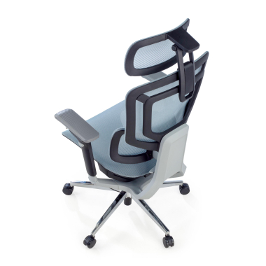silla ergonomica azul valkyr malla brazos regulables 4d doble soporte lumbar reposacabezas 12