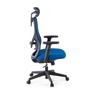 silla de oficina azul estructura negra malla brazos regulables 1d soporte lumbar reposacabezas 7