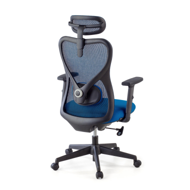silla de oficina azul estructura negra malla brazos regulables 1d soporte lumbar reposacabezas 8
