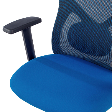 silla de oficina azul estructura negra malla brazos regulables 1d soporte lumbar reposacabezas 6