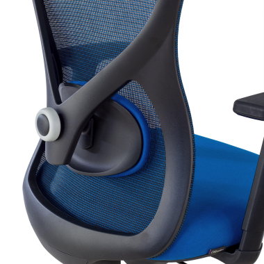 silla de oficina azul estructura negra malla brazos regulables 1d soporte lumbar reposacabezas 5