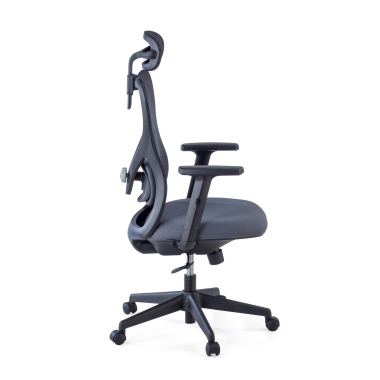 silla de oficina gris estructura negra malla brazos regulables 1d soporte lumbar reposacabezas 7