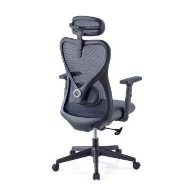 silla de oficina gris estructura negra malla brazos regulables 1d soporte lumbar reposacabezas 8