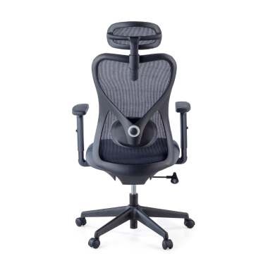 silla de oficina gris estructura negra malla brazos regulables 1d soporte lumbar reposacabezas 4