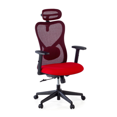 silla de oficina rojo estructura negra malla brazos regulables 1d soporte lumbar reposacabezas 1