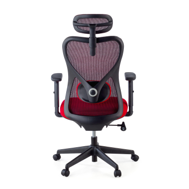 silla de oficina rojo estructura negra malla brazos regulables 1d soporte lumbar reposacabezas 4