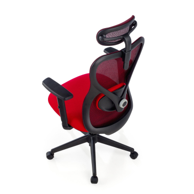 silla de oficina rojo estructura negra malla brazos regulables 1d soporte lumbar reposacabezas 8