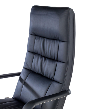 sillon de oficina negro goteborg piel natural brazos fijos 6