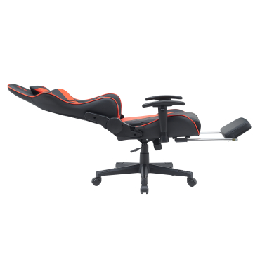 silla gaming rojo epic piel sintetica brazos moviles cojin lumbar y cervical reposacabezas reposapies extensible 4