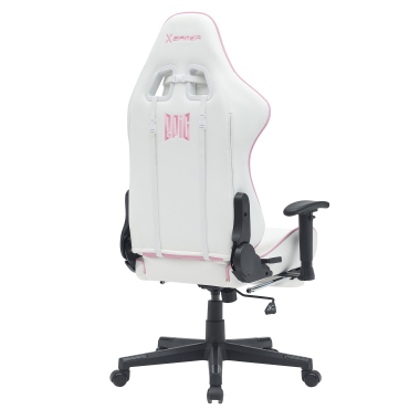silla gaming blanco rosa epic piel sintetica brazos moviles cojin lumbar y cervical reposacabezas reposapies extensible 8
