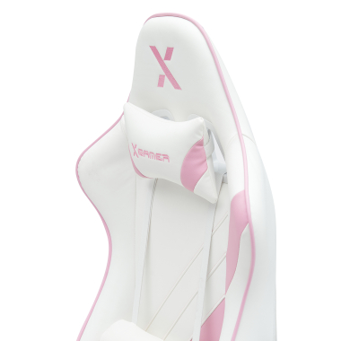 silla gaming blanco rosa epic piel sintetica brazos moviles cojin lumbar y cervical reposacabezas reposapies extensible 6