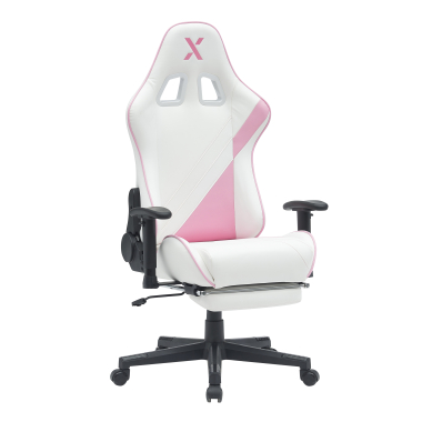 silla gaming blanco rosa epic piel sintetica brazos moviles cojin lumbar y cervical reposacabezas reposapies extensible 11