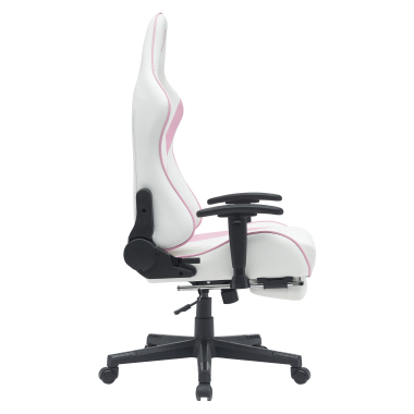 silla gaming blanco rosa epic piel sintetica brazos moviles cojin lumbar y cervical reposacabezas reposapies extensible 12