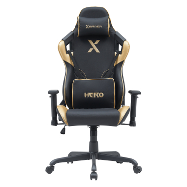 silla gaming amarillo hero piel sintetica brazos moviles cojin lumbar y cervical reposacabezas 3
