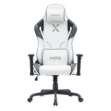 silla gaming blanco gris hero piel sintetica brazos moviles cojin lumbar y cervical reposacabezas 3