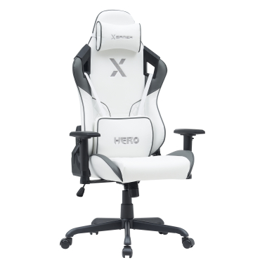 silla gaming blanco gris hero piel sintetica brazos moviles cojin lumbar y cervical reposacabezas 1