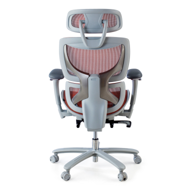 silla ergonomica blanco rojo estructura blanca malla brazos regulables 3d reposacabezas reposapies extensible 7