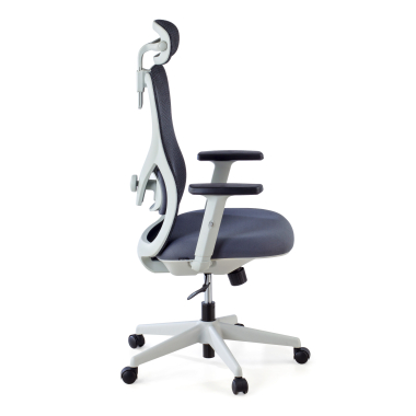 silla de oficina blanco gris estructura blanca malla brazos regulables 1d soporte lumbar reposacabezas 5