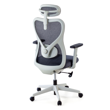 silla de oficina blanco gris estructura blanca malla brazos regulables 1d soporte lumbar reposacabezas 7