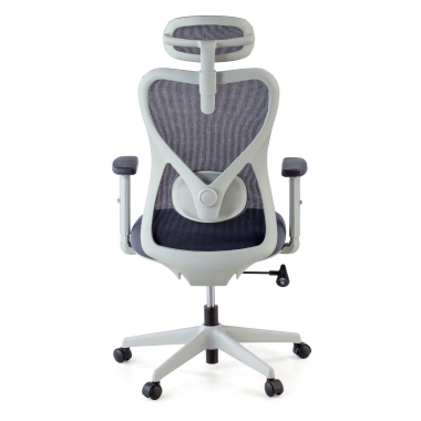 silla de oficina blanco gris estructura blanca malla brazos regulables 1d soporte lumbar reposacabezas 4