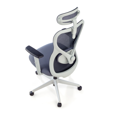 silla de oficina blanco gris estructura blanca malla brazos regulables 1d soporte lumbar reposacabezas 6