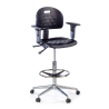Taburete de trabajo con brazos MaxWork X1, anilla reposapies