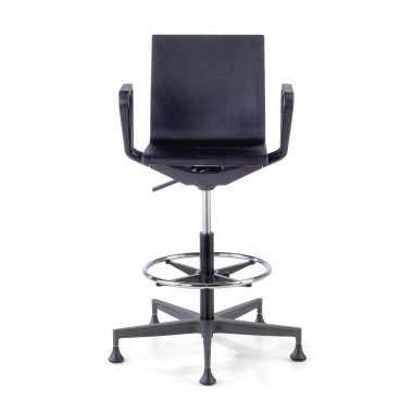 taburete de trabajo y laboratorio negro con brazos plastico brazos moviles 3