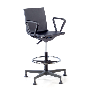 taburete de trabajo y laboratorio negro con brazos plastico brazos moviles 1