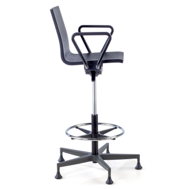 taburete de trabajo y laboratorio negro con brazos plastico brazos moviles 6