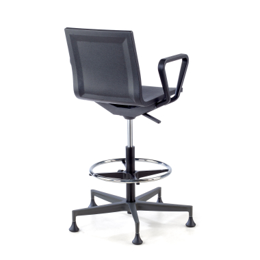 taburete de trabajo y laboratorio negro con brazos plastico brazos moviles 7