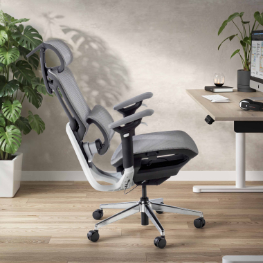 silla ergonomica gris valkyr malla brazos regulables 4d doble soporte lumbar reposacabezas 3
