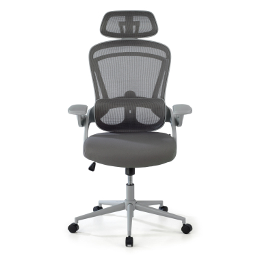 silla ergonomica blanco gris optima malla brazos abatibles doble soporte lumbar reposacabezas 3