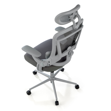 silla ergonomica blanco gris optima malla brazos abatibles doble soporte lumbar reposacabezas 9