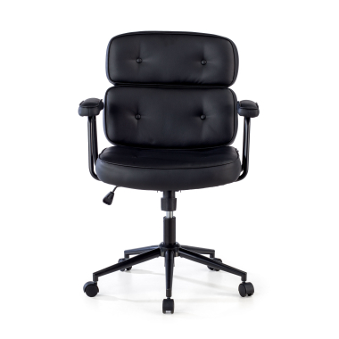 silla de oficina negro royale piel sintetica brazos fijos 3