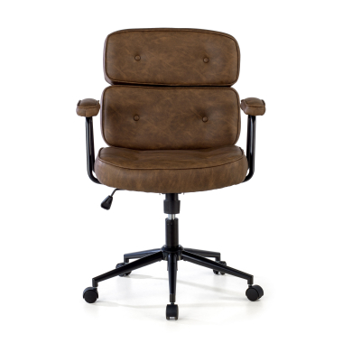 silla de oficina marron royale piel sintetica brazos fijos 3
