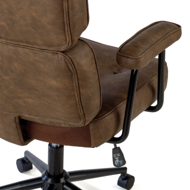 silla de oficina marron royale piel sintetica brazos fijos 6