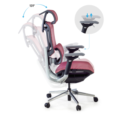 silla ergonomica rojo valkyr malla brazos regulables 4d doble soporte lumbar reposacabezas 4
